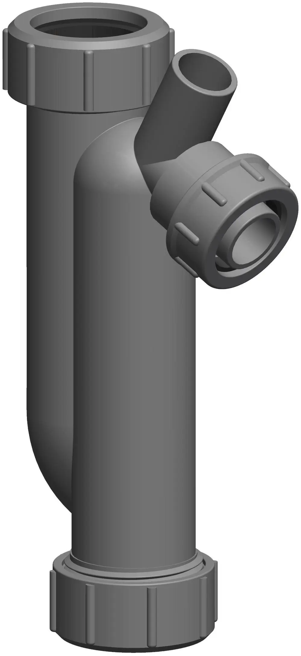 Siphon von ATEC mit einem vertikalen Design und mehreren Anschlussöffnungen, geeignet für Abwasserlösungen.