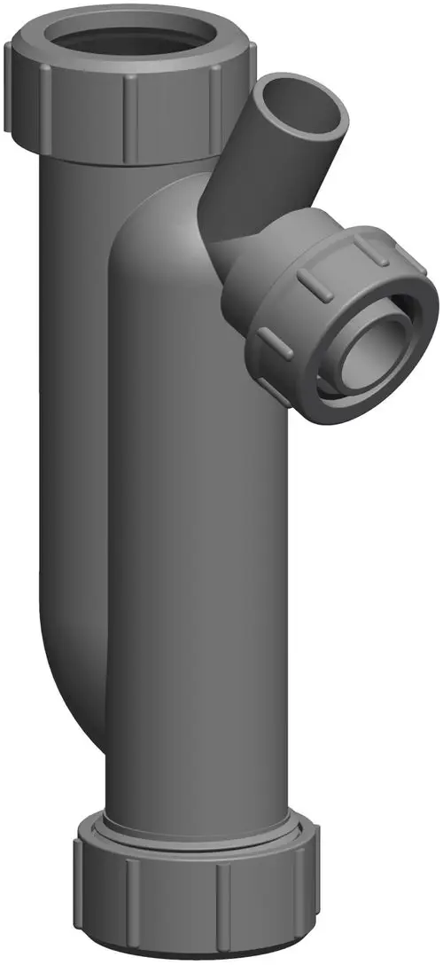 Siphon von ATEC mit einem vertikalen Design und mehreren Anschlussöffnungen, geeignet für Abwasserlösungen.