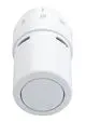 Weißes Design-Fühlerelement von Danfoss mit runder Basis und seitlichen Öffnungen. Gekennzeichnet mit Strichmuster zur Einstellung.