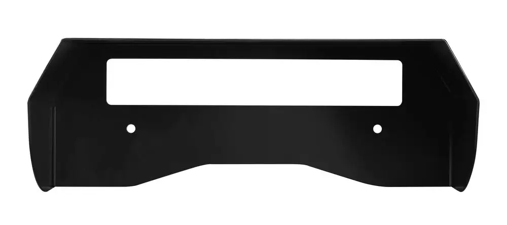 Schwarze, flache Schutzabdeckung für eine Wallbox, designed von ABL, mit einer Aussparung in der Mitte und zwei kleinen Löchern zur Befestigung.