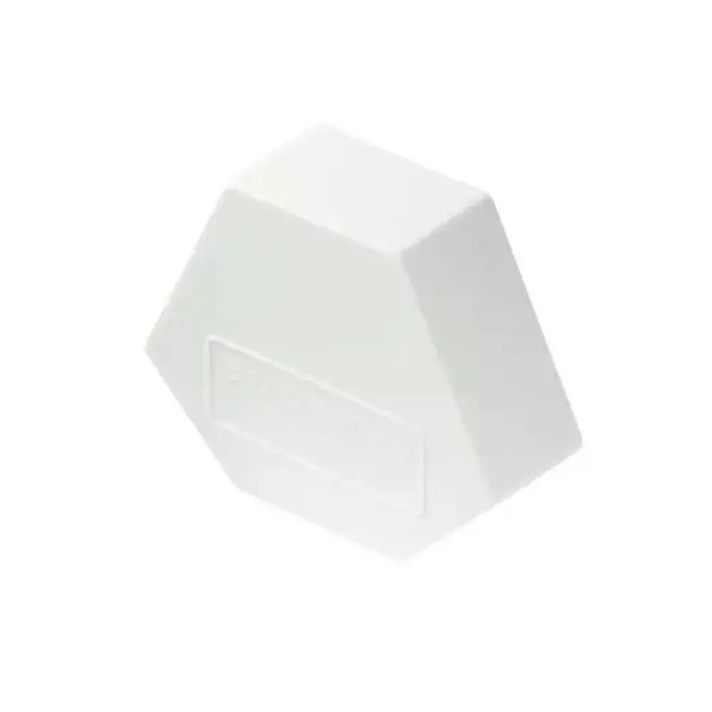 Weißer Außentemperaturfühler, polygonale Form, auf einer weißen Fläche, für Buderus Logamatic EMS plus Systeme geeignet.