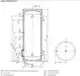 Technische Zeichnung eines Pufferspeichers von Buderus, mit schematischem Überblick über Anschlüsse und Abmessungen, für den Einsatz mit Wärmepumpen.