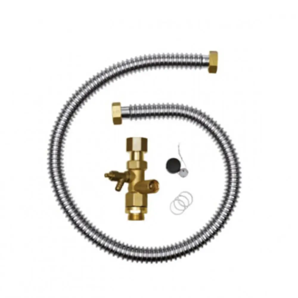 Anschluss-Set mit flexibler Metallleitung und Messingventil für Ausdehnungsgefäß, geeignet für MAG-Anschluss, Marke Buderus.