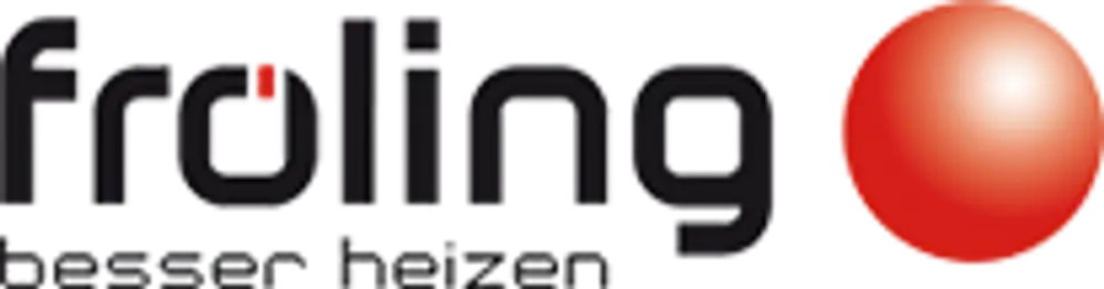 Fröling Logo mit Schriftzug "fröling" und roter Kugel