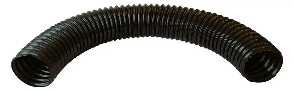 Schwarzer, flexibler Schlauch mit gerillter Oberfläche, geeignet für verschiedene Anwendungen, hergestellt von Pluggit.