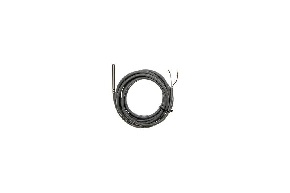 Graues Kabel mit einem Temperaturfühler an einem Ende, geeignet für Heizungsanwendungen, möglicherweise von der Marke Brötje.