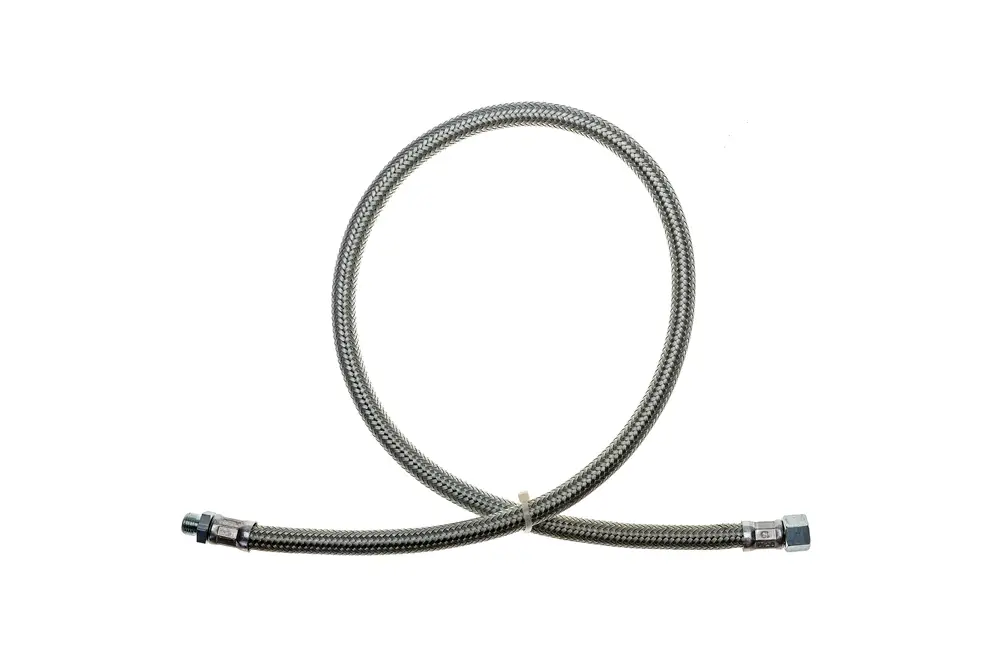 Ein flexibler Metallzuleitungsschlauch von Brötje mit zwei Anschlussenden. Der Schlauch ist gewellt und sorgt für eine sichere Verbindung in Heizungsanlagen.