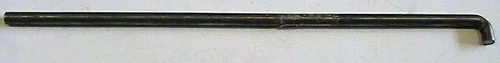 Schwarzer, gerader Metallstift mit einem abgewinkelten Ende, möglicherweise ein Scharnierbolzen, wie er von der Marke Brötje verwendet wird.