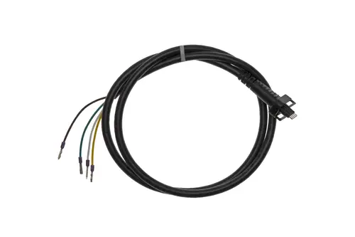 Schwarzes Anschlusskabel mit Stecker und vier farbigen Drähten, hergestellt von Brötje, geeignet für einen Durchflusssensor.