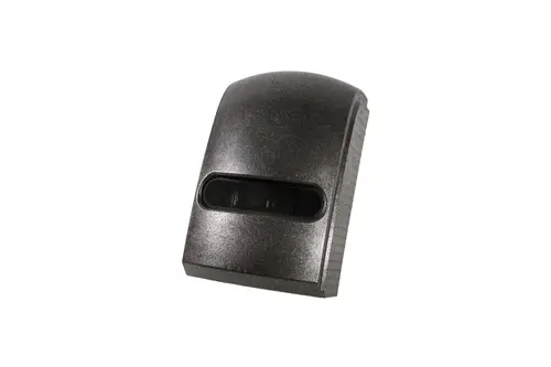 Brötje Wärmedämmung mit Blende in schlichter, schwarzer Ausführung, mit einem schmalen Sichtfenster auf der Vorderseite.