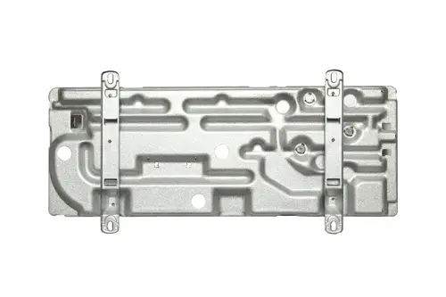 Grundrahmen aus Metall von Brötje, mit strukturiertem Design und mehreren Befestigungsmöglichkeiten, auf einem weißen Hintergrund abgebildet.