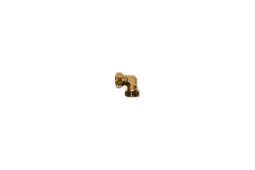 Brötje Winkel mit Klemmring, aus Metall, in einer winkeligen Form, für die Verbindung von Rohren.