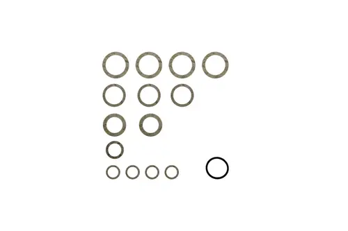Dichtungen in verschiedenen Größen, angeordnet in mehreren Reihen. Die Dichtungen bestehen aus einem elastischen Material und sind vermutlich Teil eines Brötje-Produktes.