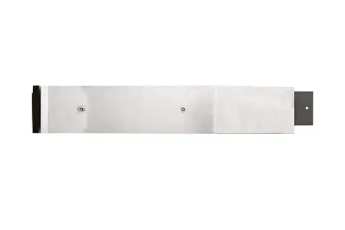 Gerader Metallverbinder von Brötje in silberner Farbe, mit zwei Schraubenlöchern und einem schwarzen Element an einem Ende.