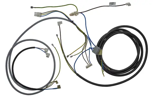 Kabelbaum von Brötje mit mehreren elektrischen Leitungen und Steckverbindern, angeordnet in zwei separaten Gruppen. Geeignet für die Verbindung in Heizsystemen.