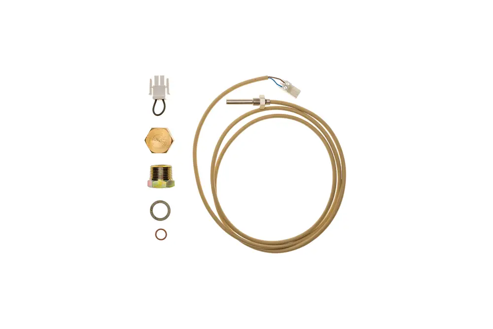 Kabelsatz mit Thermofühler, Anschlussstecker und verschiedenen Anbauteilen, geeignet für die Installation bei Brötje Heizsystemen.