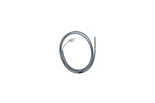Grauer Kesselfühler mit einem Kabel und stehendem Metallfühler. Geeignet für Heizsysteme, möglicherweise von Brötje.