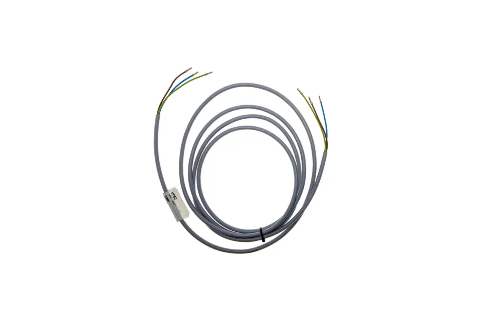 Graues Kabel mit mehreren Adern, vermutlich für elektrische Verbindungen, beschriftet mit „Brötje“. Adern in verschiedenen Farben, die für unterschiedliche Funktionen stehen.