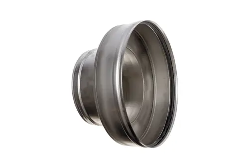 Luftfilter-Übergangsstück von Brötje, zylindrische Form mit einem glatten, metallischen Finish. Ideal für den Einsatz in Heiz- und Lüftungssystemen.