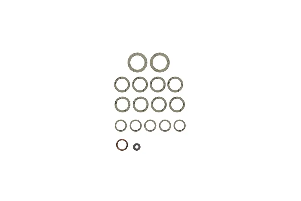 Dichtungsset von Brötje mit verschiedenen Ringen, angeordnet in mehreren Reihen. Die Ringe variieren in Größe und Design, hergestellt für Rohrverbindungen.