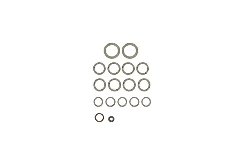 Dichtungsset von Brötje mit verschiedenen Ringen, angeordnet in mehreren Reihen. Die Ringe variieren in Größe und Design, hergestellt für Rohrverbindungen.
