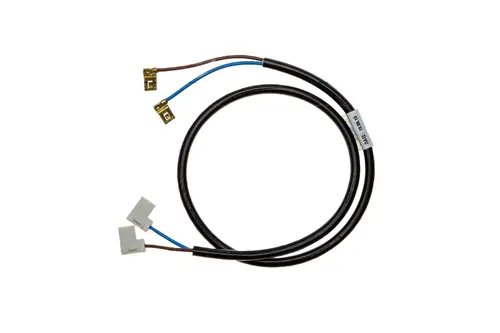 Brötje Druckwächterleitung mit zwei Steckverbindern und zwei offenen Enden für den Anschluss in Heizungsanlagen. Kabel in schwarzer und blauer Isolierung.