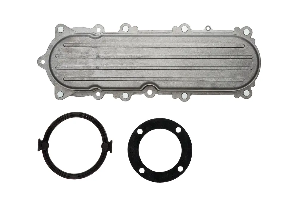 Metallisches Gehäuse mit Schraublöchern und Dichtungen, hergestellt für Brötje Produkte. Enthält zwei Dichtungsringe in schwarzer Farbe.