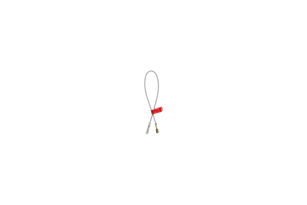 Masseleitung von Brötje, mit zwei Anschlüssen und rotem Band zur Kennzeichnung. Das Kabel hat eine Schlaufform und ist für einen Zündtrafo konzipiert.