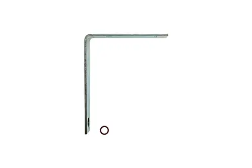 Winkel aus Metall mit einer L-Form und zwei Bohrungen. Abgebildet ist ein Brötje-Winkel, der für verschiedene Montage-Anwendungen verwendet werden kann.