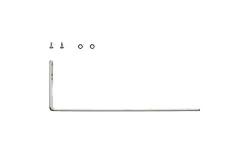Brötje Halter in L-Form aus Metall mit zwei Schrauben und zwei Dichtungen in der Nähe, geeignet zur Befestigung an einem anderen Element.
