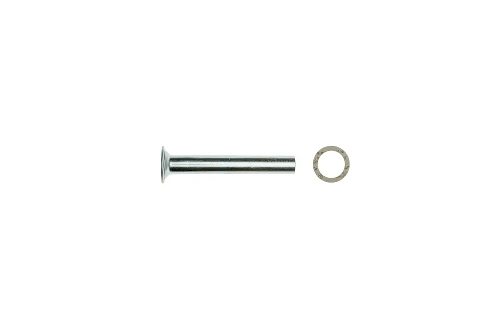 Brötje Heizkreis-Anschlussrohr aus Metall mit einer flachen Kopfseite und einer darunter liegenden Dichtung. Das Rohr ist geradlinig und hat eine schlichte Form.