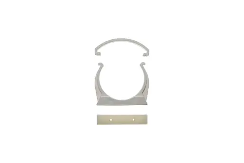 Brötje Halter NEOP komplett, bestehend aus mehreren Kunststoffteilen in neutralem Farbton. Teile sind für die montierte Befestigung vorgesehen.