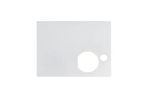 Transparente Abdeckung mit kreisförmigen Ausschnitten, geeignet für Brötje-Produkte, um den Zugriff auf interne Bauteile zu ermöglichen.