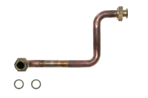 Brötje Heizkreis-Rohr mit gebogenem Kupferrohr und zwei Unterlegscheiben zur Verbindung in Heizsystemen.