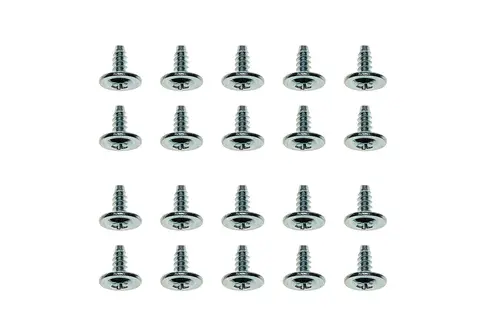 Verschiedene Schrauben in mehreren Reihen, glänzende Oberfläche. Geeignet für Montagearbeiten, möglicherweise in Verbindung mit Brötje Produkten.