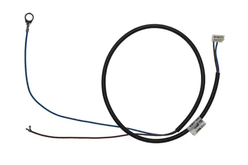 Verkabelungsteil von Brötje mit einer Ringöse und einem Stecker. Enthält mehrere Drähte in unterschiedlichen Farben, die für eine Fremdstromanode konzipiert sind.