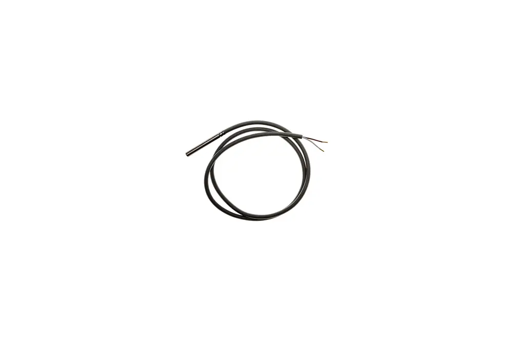 Schwarzes Kabel mit freiliegenden Kupferdrähten. Es könnte sich um ein Brötje Zubehörteil für die Heizungsinstallation handeln.