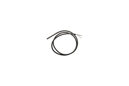 Schwarzes Kabel mit freiliegenden Kupferdrähten. Es könnte sich um ein Brötje Zubehörteil für die Heizungsinstallation handeln.