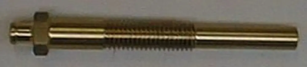 Schraube von Brötje mit einem Gewinde und einem zylindrischen, glatten Schaft. Die Verbindungselemente sind aus Metall gefertigt und haben eine hexagonal geformte Kopfstruktur.