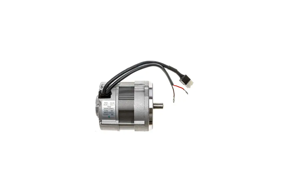 Brötje Motor mit einem runden Gehäuse, Anschlusskabel mit zwei Drähten sichtbar, ohne spezifische Maße oder Produktdetails.