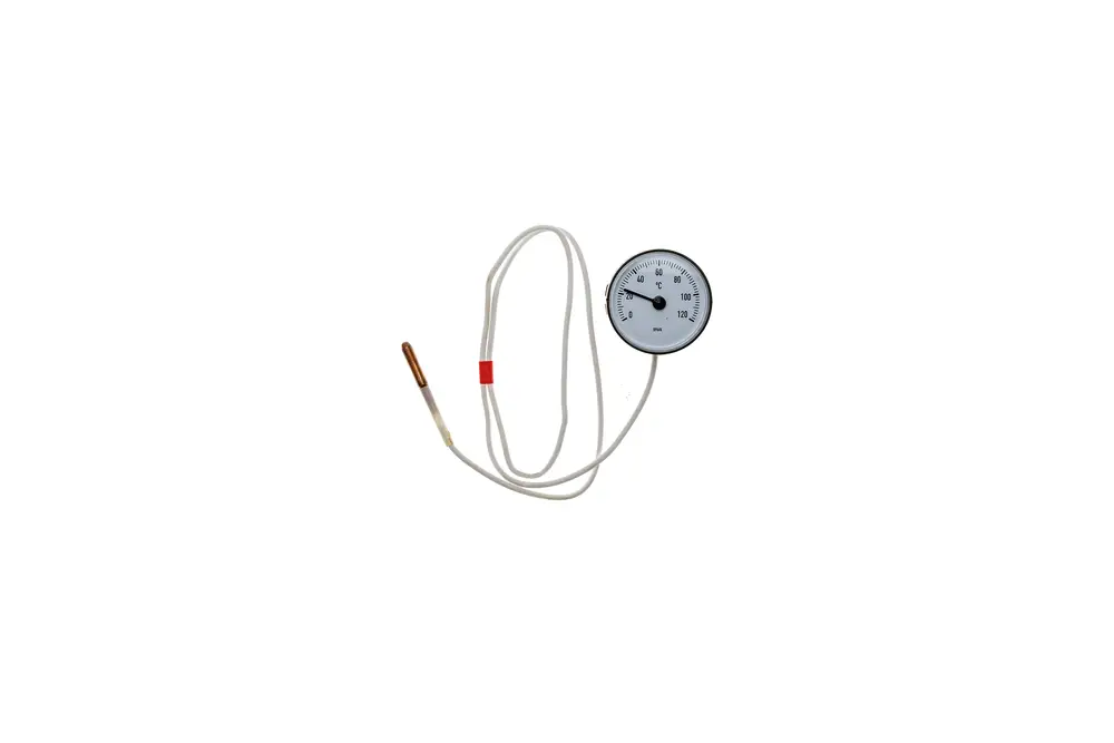 Brötje Thermometer mit einer Skala zur Temperatureinstellung und einem Sensor, befestigt an einem Kabel, zur Messung.