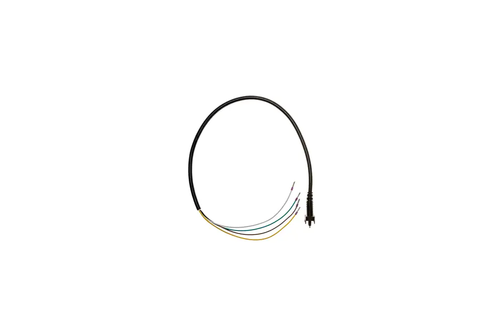 Schwarzes Anschlusskabel von Brötje mit fünf farbigen Drähten, die aus einem Gehäuse herausgeführt werden. Das Kabel hat einen strukturierten Stecker am Ende.