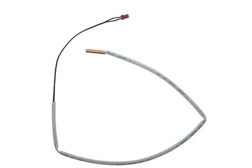 Brötje Fühler mit einer flexiblen Leitung, an deren Ende sich ein kupferfarbenes Element befindet. Die Kabel sind teilweise isoliert und schwarz.