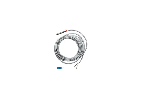 Ein graues Kabel mit einem Temperaturfühler an einem Ende und zwei freiliegenden Drähten. Brötje wird ersichtlich durch das Design des Fühlers.