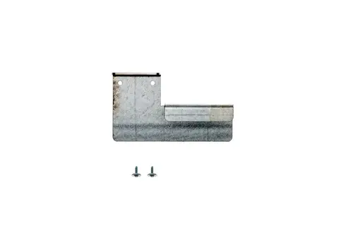 Brötje Fixierung für Solarrohr, aus Metall gefertigt, zeigt eine L-Form mit zwei Befestigungslöchern und ist mit zwei Schrauben abgebildet.