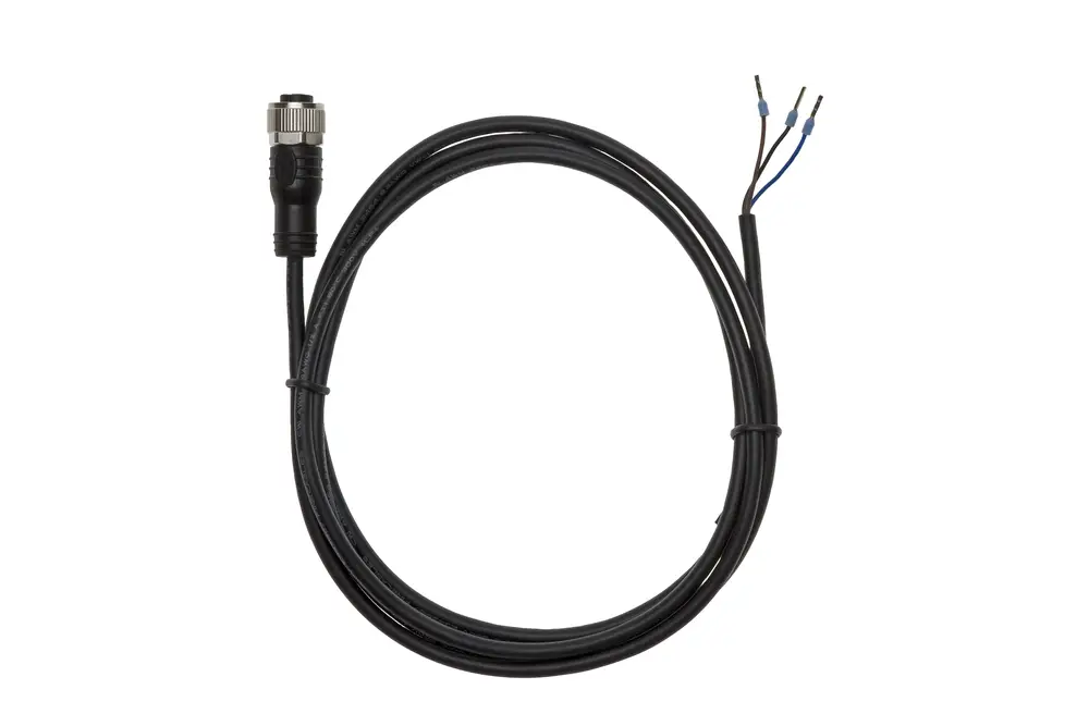 Brötje Drucksensor mit Anschlussleitung, versehen mit einem runden Stecker und freiliegenden Anschlussdrähten in verschiedenen Farben.