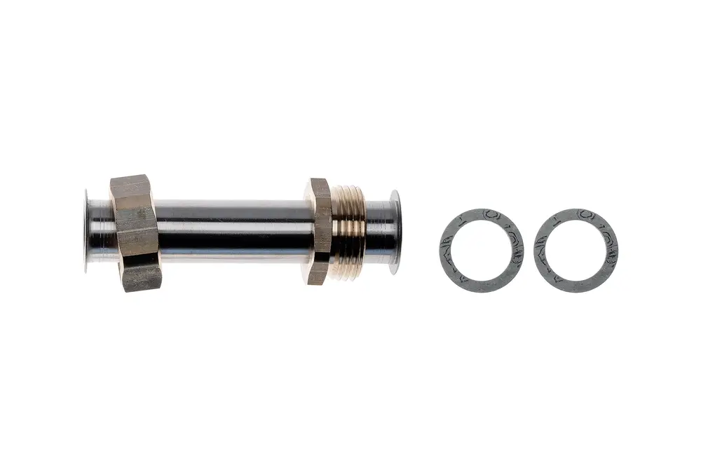 Rohrgruppe von Brötje in gerade Form mit zwei Dichtungen, erkennbar durch das metallische Design und Gewindeanschlüsse.