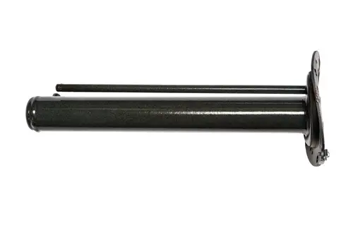 Gehäuse von Brötje für Heizstab, metallisch, zylinderförmig mit Befestigungsplatte und zwei senkrechten Stäben, präsentiert in seitlicher Ansicht auf weißem Hintergrund.