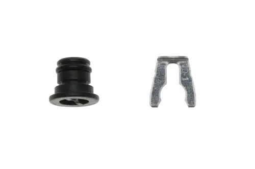 Brötje Stopfen in schwarz und Metall, bestehend aus einem runden Gummistopfen und einer Metallklammer, die für verschiedene mechanische Anwendungen genutzt werden kann.