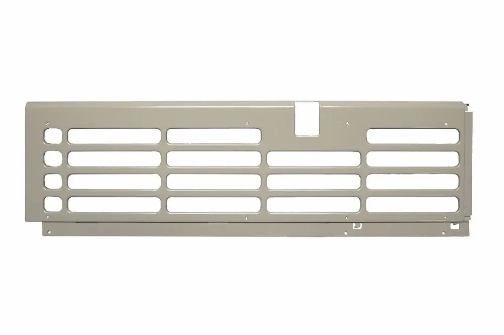 Seitenplatte in beigefarbener Ausführung, mit durchbrochenem Design und mehreren Längslöchern, geeignet für Brötje Produkte.